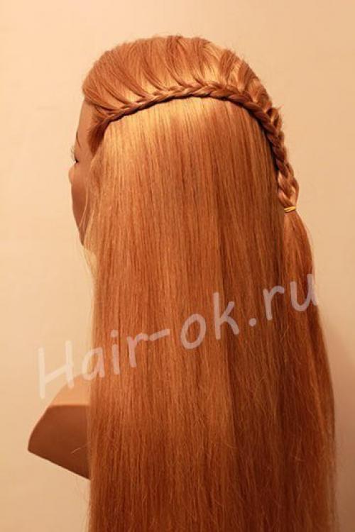 Объемная коса на длинные волосы. 04