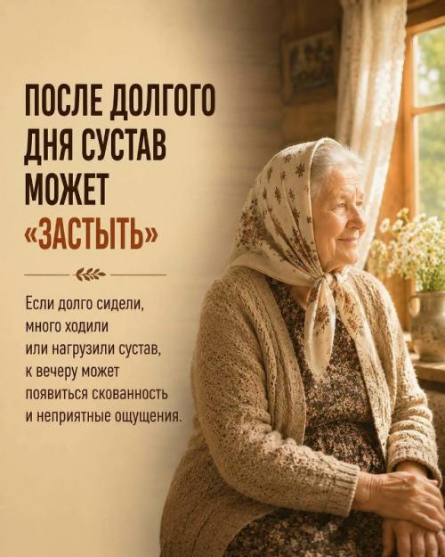 В случае если к вечеру суставы начинают ныть и появляется скованность - попробуйте простой домашний способ. 01
