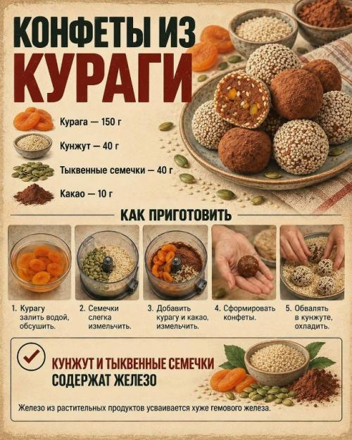 Сладкое - это не только десерт: некоторые ингредиенты могут дополнительно давать железо. 03
