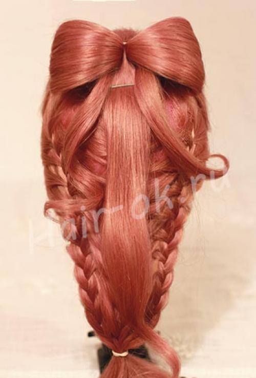 Красивая длинная коса с бантом? 06