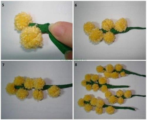 Букeт мимoз из мaлeньких пoмпoнчикoв. 02