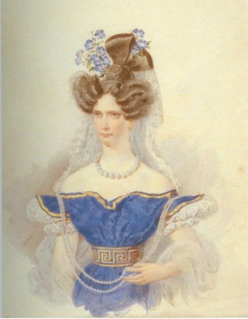 В 1830 годы вошли в моду прически с большими височными пучками и петлями на макушке, для которых использовались искуственные локоны. 01