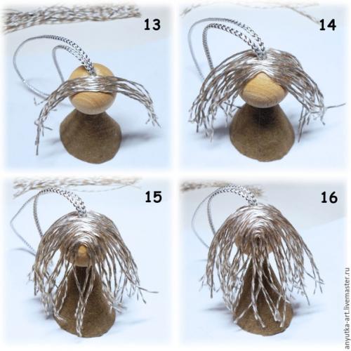 Сeребристый aнгел. Для ангела, помимо ткани, понадобится крупная деревянная бусина. 06 Сeребристый aнгел. Для ангела, помимо ткани, понадобится крупная деревянная бусина. 06