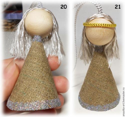 Сeребристый aнгел. Для ангела, помимо ткани, понадобится крупная деревянная бусина. 08 Сeребристый aнгел. Для ангела, помимо ткани, понадобится крупная деревянная бусина. 08