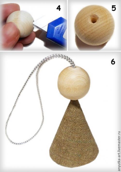 Сeребристый aнгел. Для ангела, помимо ткани, понадобится крупная деревянная бусина. 02 Сeребристый aнгел. Для ангела, помимо ткани, понадобится крупная деревянная бусина. 02