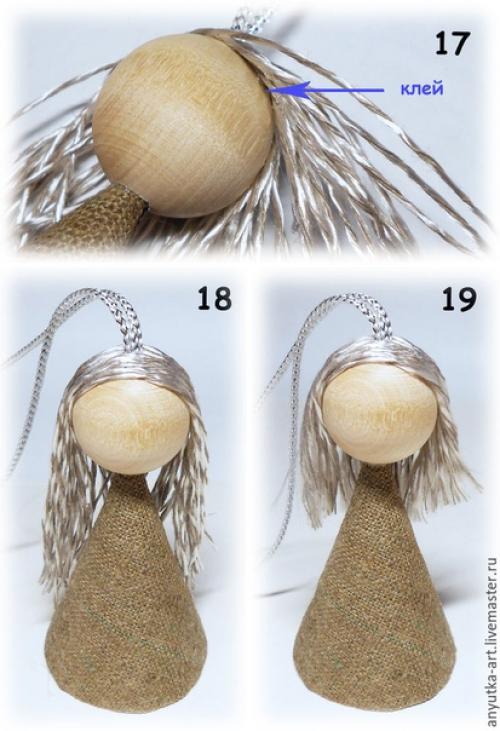 Сeребристый aнгел. Для ангела, помимо ткани, понадобится крупная деревянная бусина. 07 Сeребристый aнгел. Для ангела, помимо ткани, понадобится крупная деревянная бусина. 07