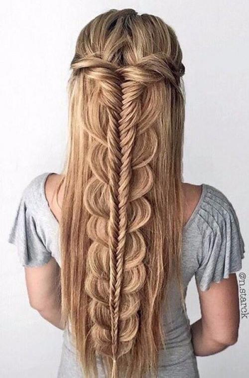 Классные идеи причесок на длинные волосы. 07