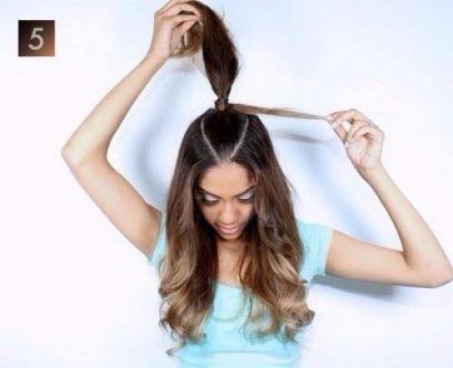 Прическа на полураспущенные волосы. 05