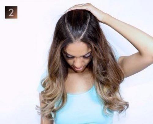 Прическа на полураспущенные волосы. 02