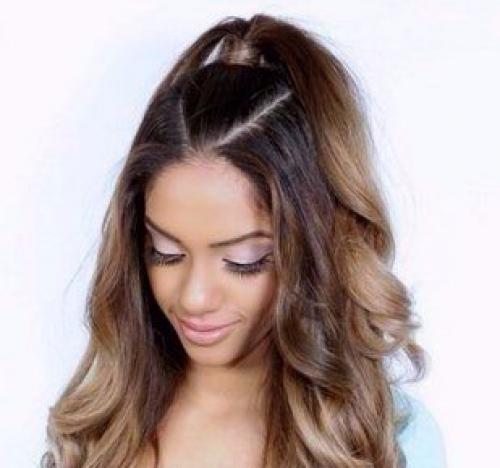 Прическа на полураспущенные волосы. 07