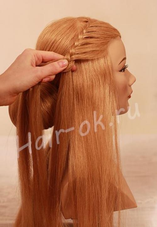 Вечерняя прическа с двумя косами! 04