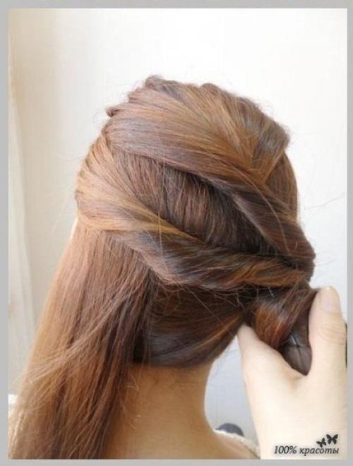 Романтичная прическа на основе хвоста. 05