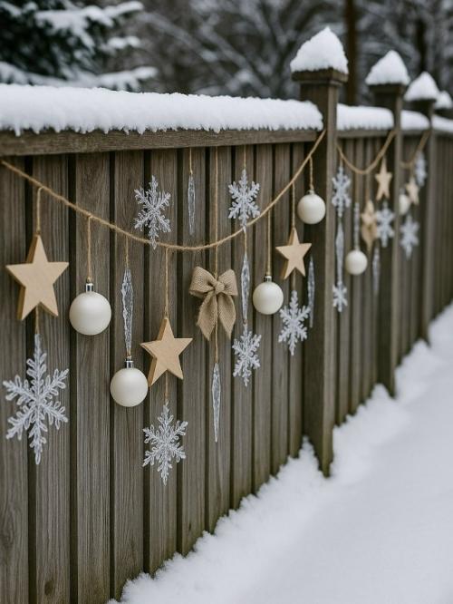 Зима - идеальное время, чтобы превратить обычный забор в настоящую новогоднюю сказку. 05