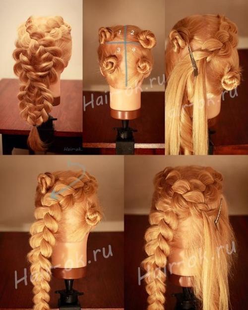 Как сделать косы в виде восьмерки. 01 Как сделать косы в виде восьмерки. 01