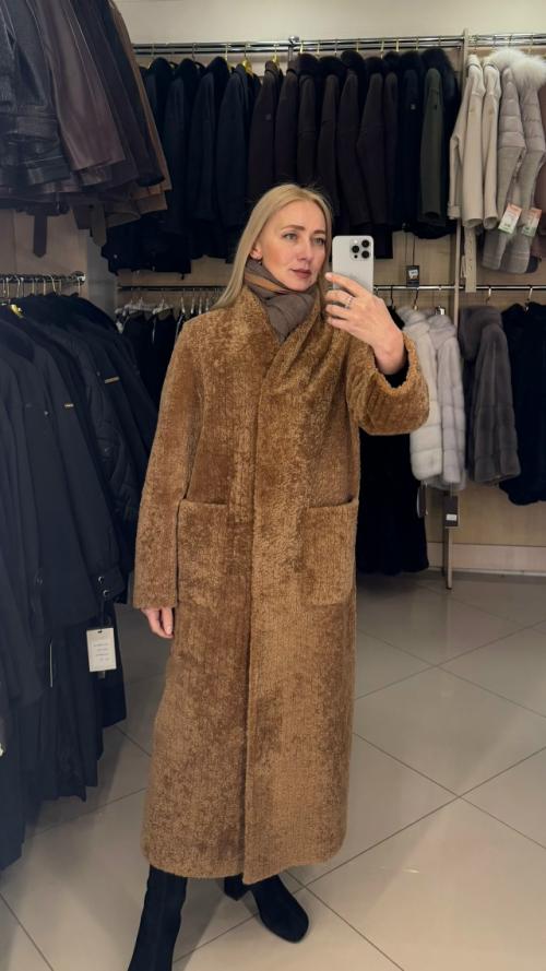 Стильная дублёнка из натуральной испанской овчины керли. 03