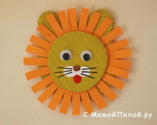 Поделки.  Объёмная аппликация Лев. 02