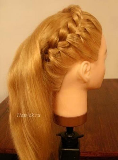 Прическа с колоском и буклями на выпускной. 04 Прическа с колоском и буклями на выпускной. 04
