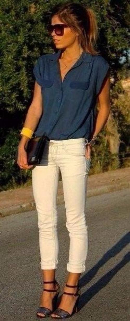 С чем носить белые брюки. 03