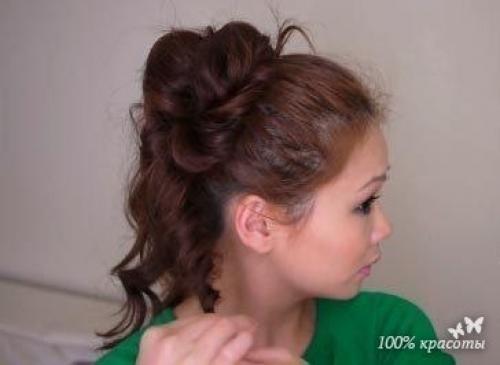 Как сделать красивую высокую прическу! 04