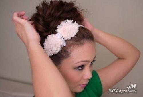 Как сделать красивую высокую прическу! 08