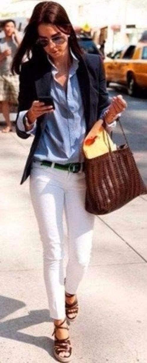 С чем носить белые брюки. 04