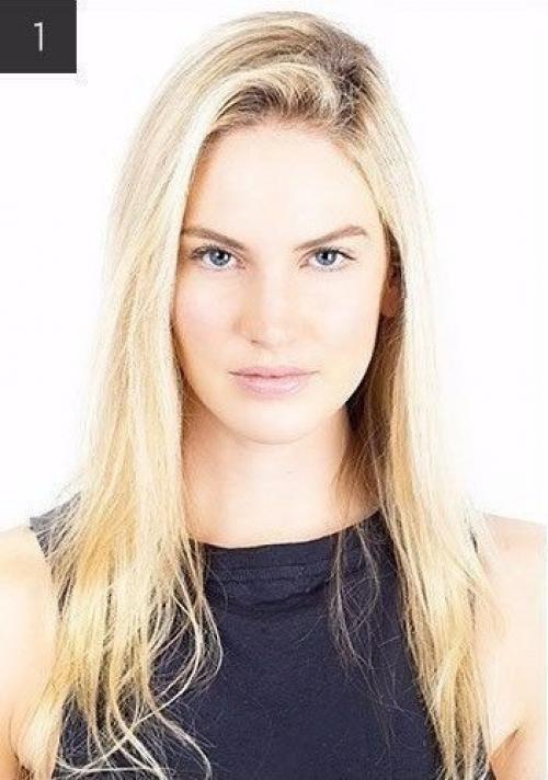 Шаг 1: если ваши волосы от природы кудрявые, то прежде чем формировать локоны для этой прически, выпрямите их феном. 05