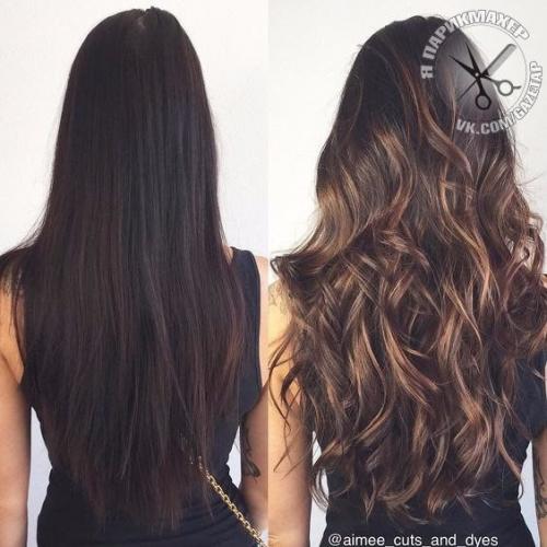 Колористика фото.  Балаяж на тёмных волосах? 03