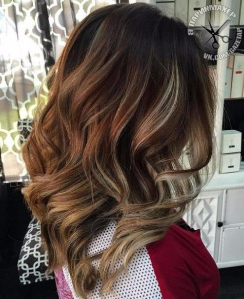 Колористика фото.  Балаяж на тёмных волосах? 06