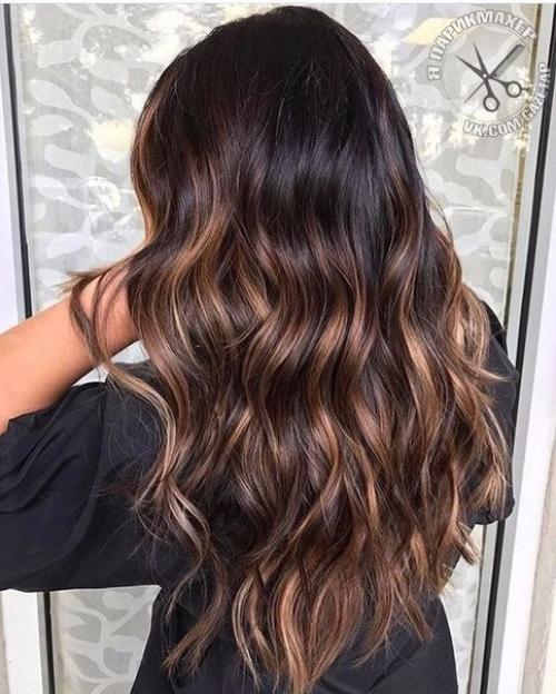 Колористика фото.  Балаяж на тёмных волосах? 02