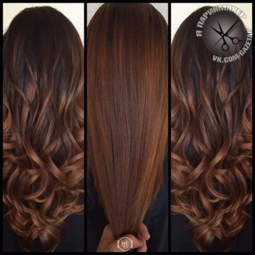 Колористика фото.  Балаяж на тёмных волосах? 09