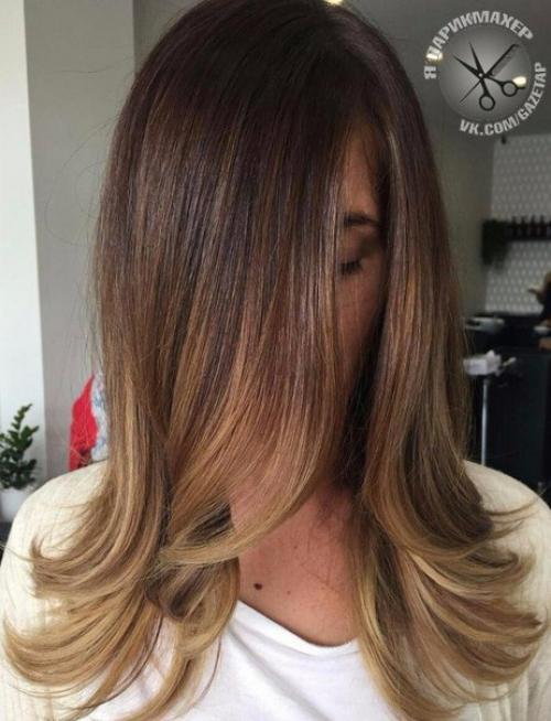 Колористика фото.  Балаяж на тёмных волосах? 05
