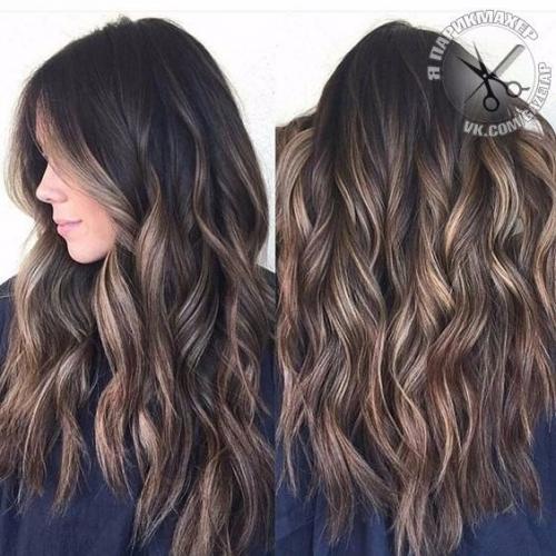 Колористика фото.  Балаяж на тёмных волосах? 07