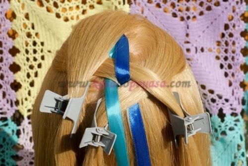 Коса из трех прядей с двумя лентами. 03 Коса из трех прядей с двумя лентами. 03