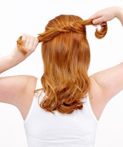 Мастер-класс: высокая прическа из узелков. 01