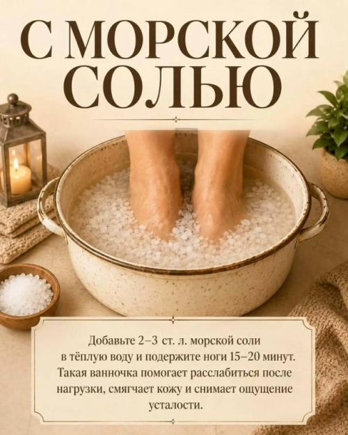После долгого дня тёплая ванночка для ног - простой способ расслабиться, согреться и привести стопы в порядок. 03