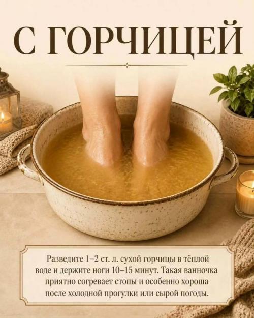 После долгого дня тёплая ванночка для ног - простой способ расслабиться, согреться и привести стопы в порядок. 04