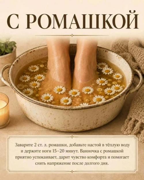После долгого дня тёплая ванночка для ног - простой способ расслабиться, согреться и привести стопы в порядок. 05