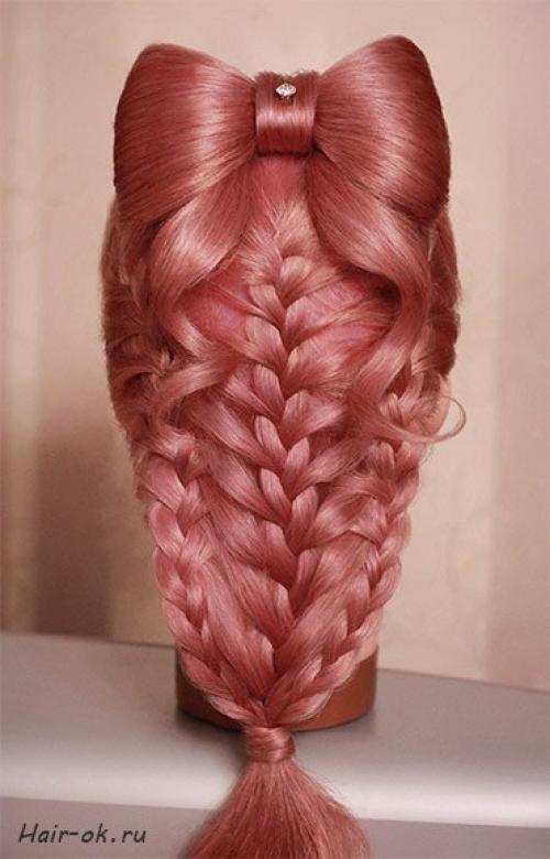 Красивая длинная коса с бантом? 07