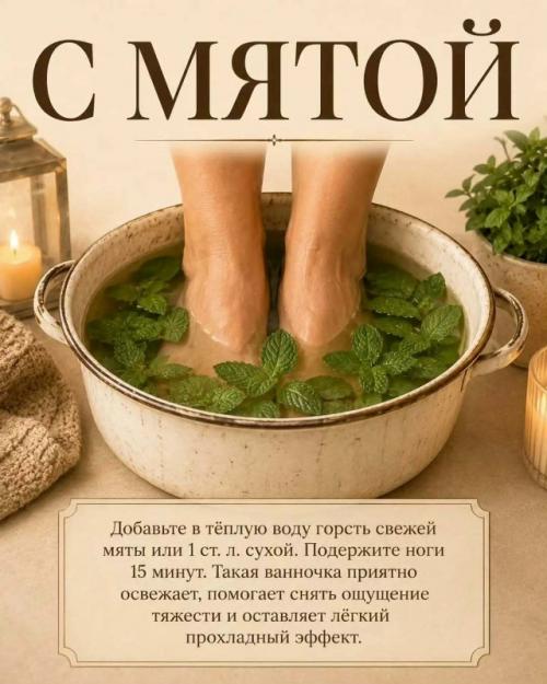 После долгого дня тёплая ванночка для ног - простой способ расслабиться, согреться и привести стопы в порядок. 07