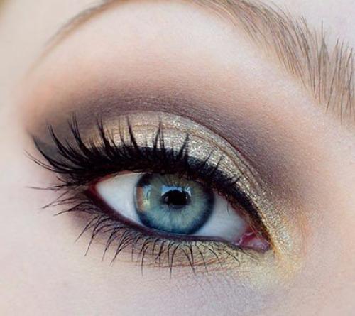 Вечерний золотистый макияж для голубых глаз. 07 Вечерний золотистый макияж для голубых глаз. 07