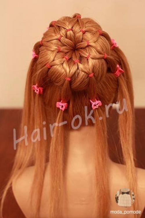 Шикарная прическа с резиночками? 06