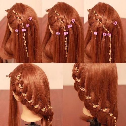 Плетение и прическа с бусами! 01 Плетение и прическа с бусами! 01