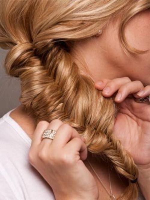 Прическа с плетением рыбий хвост. 03 Прическа с плетением рыбий хвост. 03