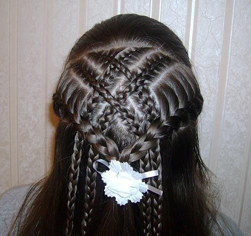 Римская Сеточка. Горизонтальным пробором разделить волосы на две части (верхнюю и нижнюю. 05