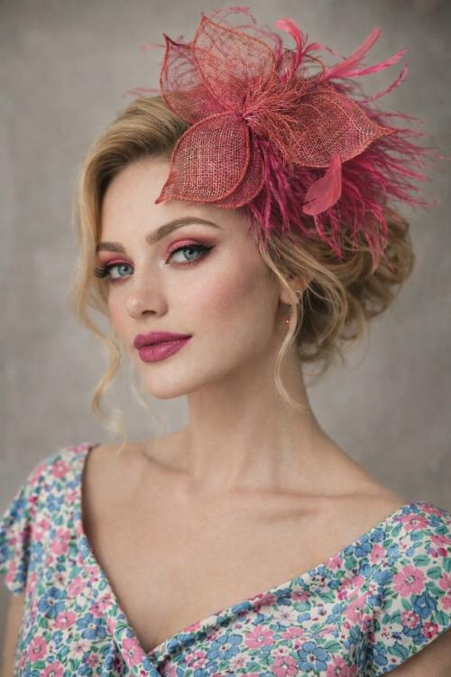 Libra фасцинатор на гребне насыщенная фуксия страусиные перья 2000-2010-е бутик/универмаг. 01