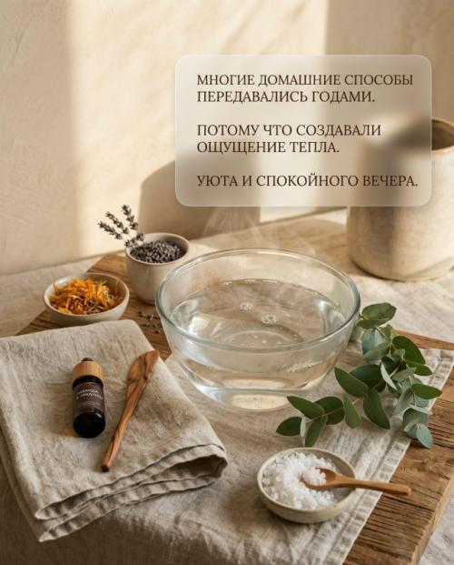 Тёплые ванночки, травы, ингаляции и домашние растирания годами были частью вечерних домашних привычек. 05