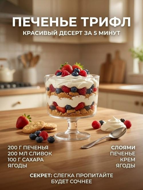 Из обычного печенья можно сделать десерты, которые выглядят как из кондитерской. 04