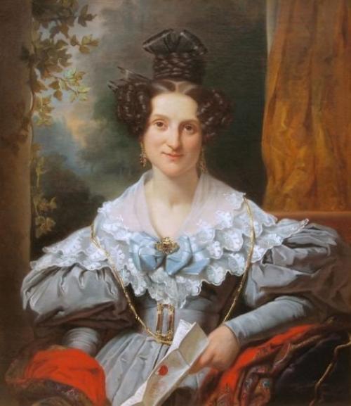 Прически с косами в 1830-х. в то время из кос делали совершенно невероятные конструкции. 03