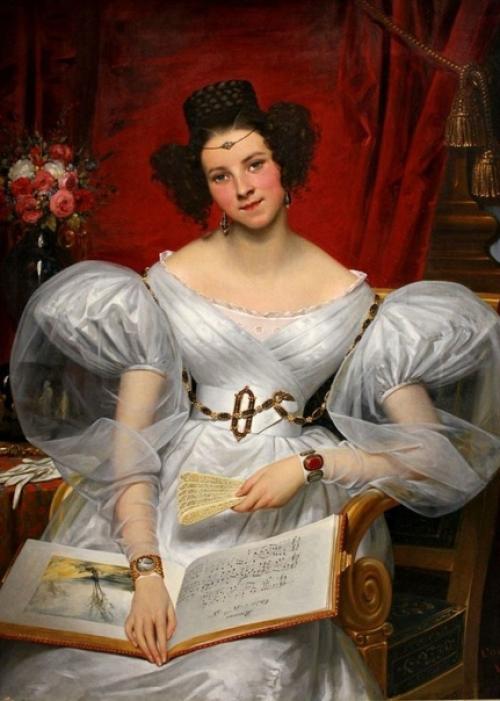 Прически с косами в 1830-х. в то время из кос делали совершенно невероятные конструкции. 01