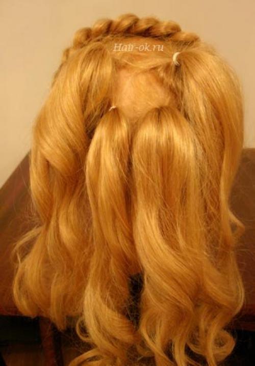 Вечерняя прическа с колоском и буклями. 05 Вечерняя прическа с колоском и буклями. 05